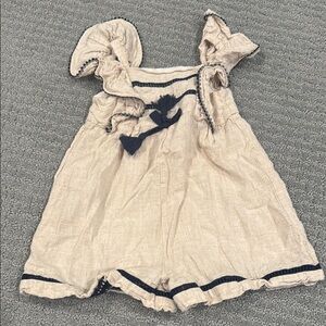 Mayoral Cream Dress with Navy Details